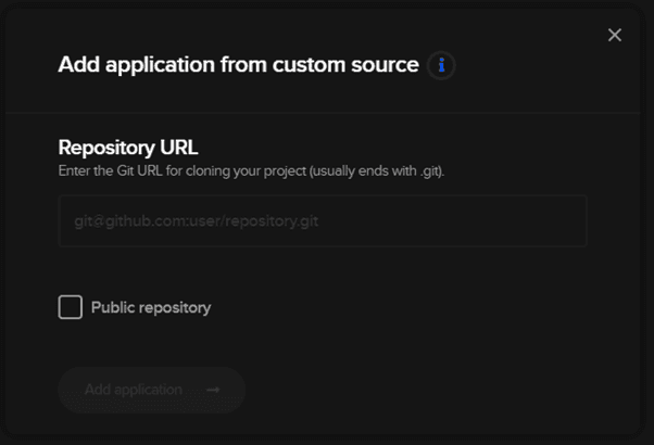 Add application from custom source